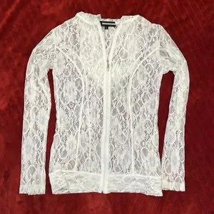 Anatomie | Tops | Anatomie White Bette Lace Zip Up Hoodie